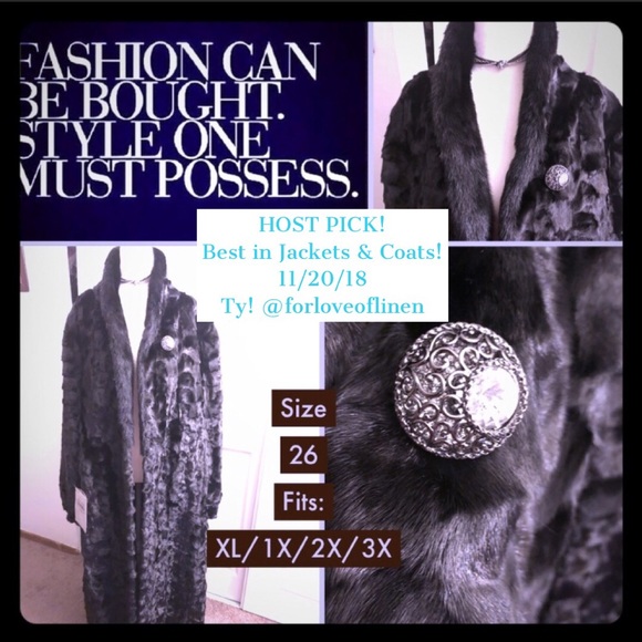 🎅HPSALE BLACK MINK FUR COAT TRUF KATT WILLIAMS 3X - Picture 1 of 8